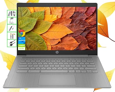 HP Chromebook Laptop Computer, 14” HD Display Chromebook Laptops, Intel Celeron CPU, 4GB RAM|128GB(64GB eMMC+64GB Card), Wi-Fi, Webcam, Chrome OS, Long Battery Life, for Student|Business