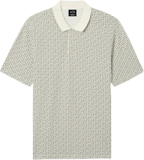 Armani Exchange Men's Micro All Over Printed Pique Polo (Size: Large)