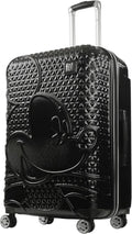 FUL Mickey Mouse Disney Kids Suitcase, Black | Hardside Large Checked Spinner Luggage