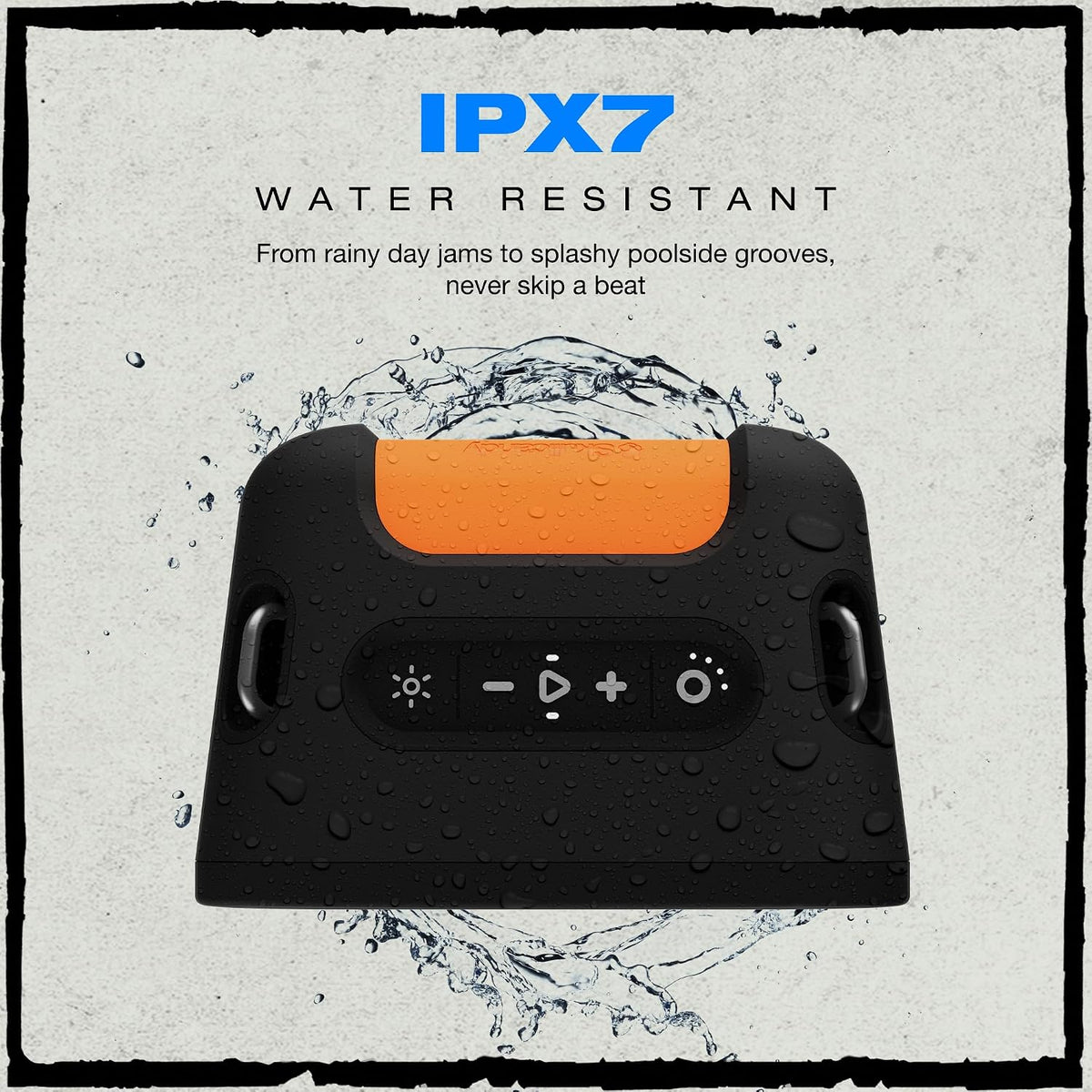 Skullcandy Stomp Bluetooth Speaker – IPX7 Waterproof Wireless Portable Speaker, with LED Lightshow & Strobe Modes, 12 Hour Battery, Multi-Link, & USB-C & USB-A Output Charging (Stomp, Black)