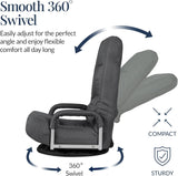 Best Choice Products Swivel Gaming Chair 360 Degree Multipurpose Floor Chair Rocker for TV, Reading, Playing Video Games w/Lumbar Support, Armrest Handles, Adjustable Foldable Backrest - Dark Gray