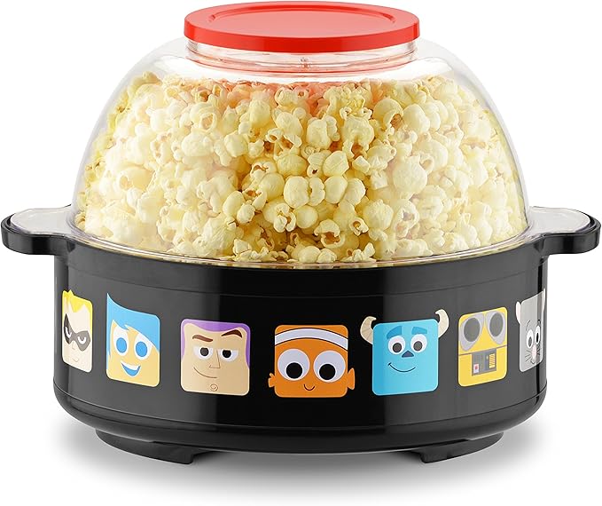 Disney Pixar Stir Popcorn Popper by Select Brands - Electric Countertop Popcorn Maker with Stirring Rod - Includes Kernel Scoop & Oil Spoon - Home Kitchen Appliance for Movies, Parties & More(Capacity: 10 cups)