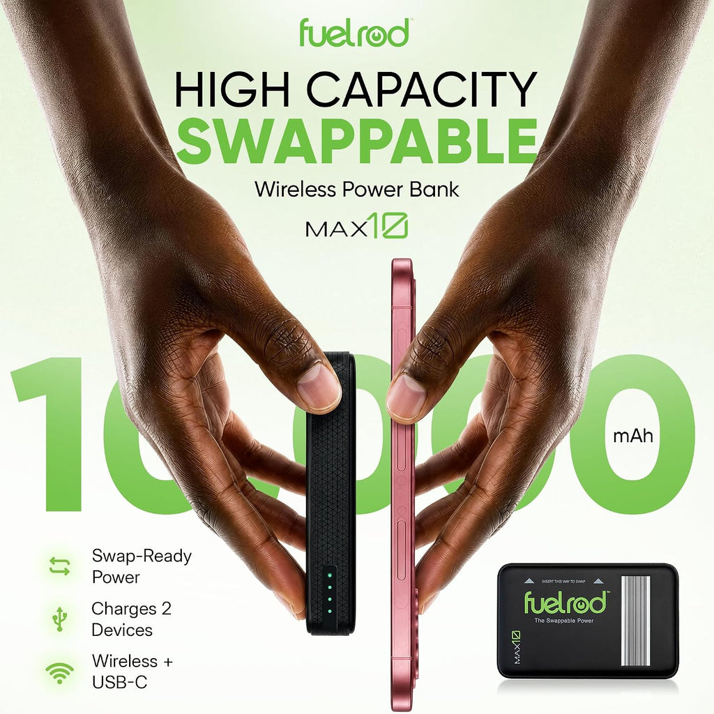 FuelRod MAX10 Swappable Magsafe Fast Power Charger | 10,000mAh USB-C Battery