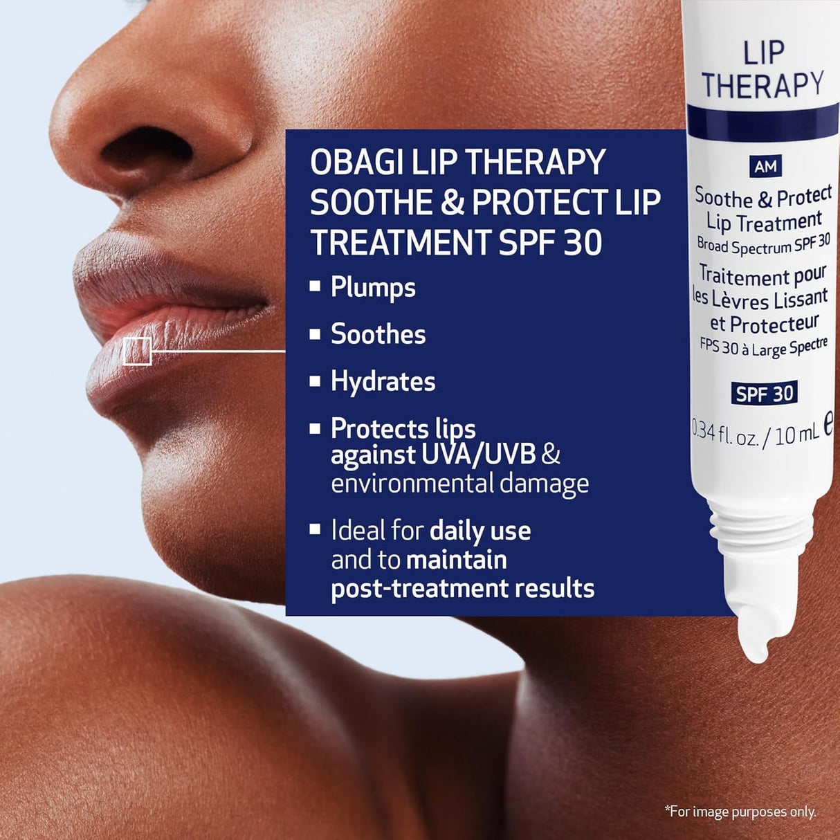 Obagi Lip Therapy SPF 30 Soothe & Protect Lip Balm Treatment with Hyaluronic Acid, Vitamin E & Peptides - 10 ML (AM)