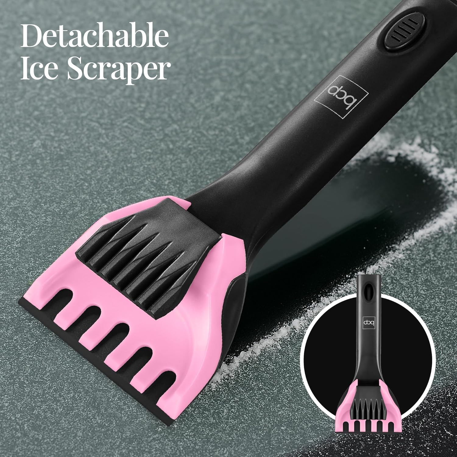 Best Choice Products - 4 in 1 Snow Brush with Shovel, Ice Scraper & Squeegee w/Storage Bag - Pink