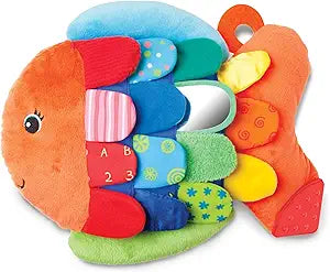 Melissa & Doug Flip Fish Soft Baby Toy Sensory Tummy Time Toys, Soft Fabric Tag Toy For Babies, Infants (New, Open Box) *Damaged Box*