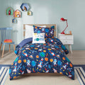 Intelligent Design Kids Space Rocket Ships Navy Queen Comforter Set, 4pc