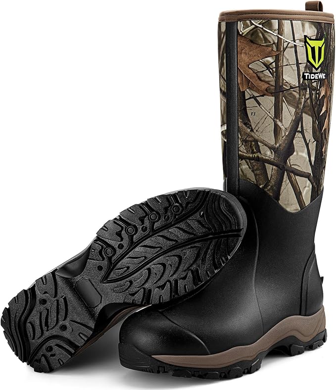 TIDEWE Hunting Boot for Men, Insulated Waterproof Sturdy 16" Men's Hunting Boot, 6mm Neoprene and Rubber Outdoor Boot (400g Insulated & Standard) SIZE 11