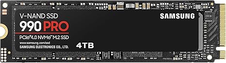 SAMSUNG 990 PRO SSD 4TB PCIe 4.0 M.2 2280 Internal Solid State Hard Drive, Seq. Read Speeds Up to 7,450 MB/s for High End Computing, Gaming, and Heavy Duty Workstations, MZ-V9P4T0B/AM