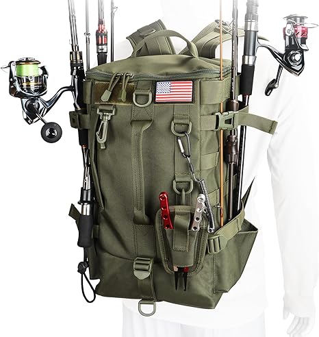 Fishing Backpack Tackle Bag, Fishing Tackle Backpack with Rod Holder, Tackle Box Backpack