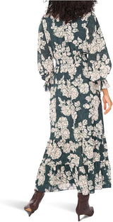 Vince Camuto Women's Long Sleeve Smocked Waist Tiered Ruffle