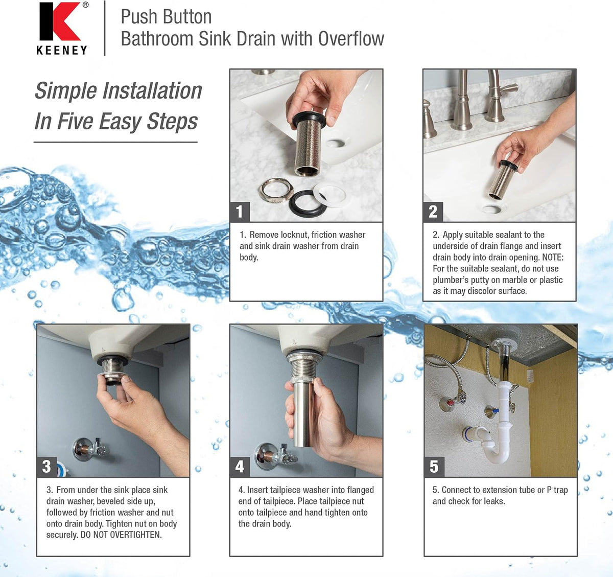 STYLEWISE by KEENEY - 1-1/4 in. Polished Chrome Brass Push-Button Bathroom Sink Drain - Model K820-75