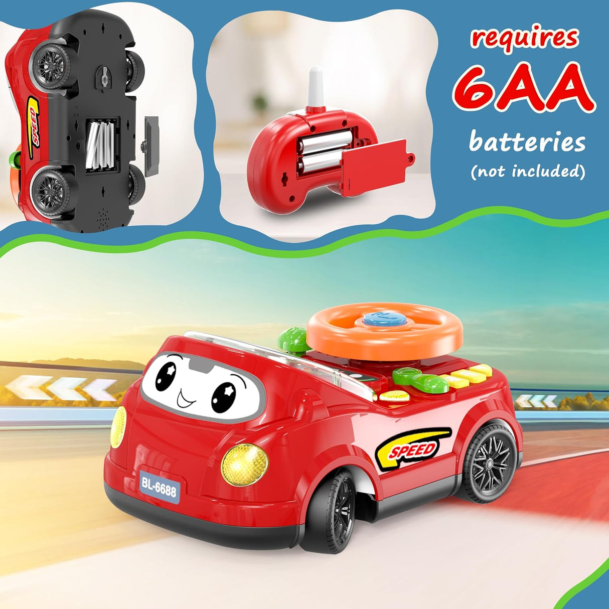 2-in-1 Remote Control Car & Steering Wheel Toy