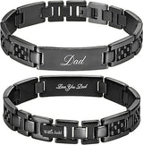 Willis Judd Men's DAD Titanium Bracelet Engraved Love You Dad Carbon Fiber Adjusting Tool & Gift Box Included(NEW, OPEN BOX)