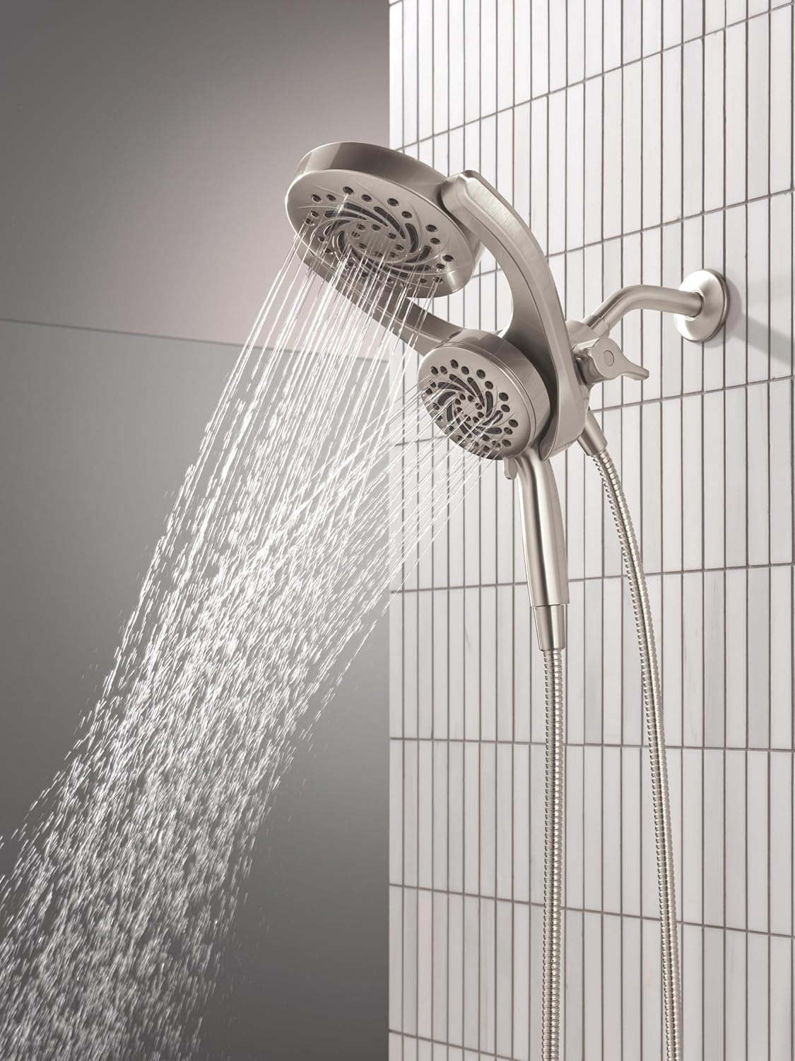 Delta 5-Setting Hydro Rain 2-in-1 Dual Shower Head with ProClean Spray - Brushed Nickel - 75419SNSN
