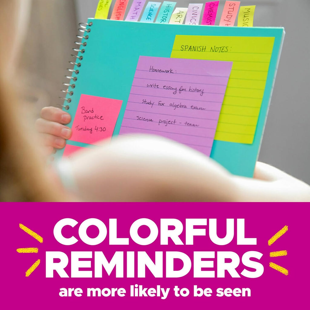 Post-it Super Sticky Notes, 24 Sticky Note Pads, 3 x 3 in, Supernova Neons Collection