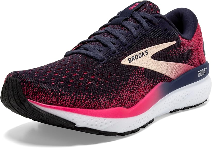 Brooks Women’s Ghost 16 Neutral Running Shoe - Peacoat/Raspberry/Apricot - 10 Medium