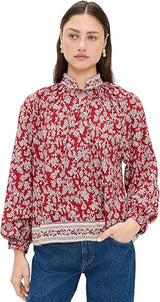 Madewell Women's Shirred Popover Top in Paisley Print - Ground Madder - Size: XL