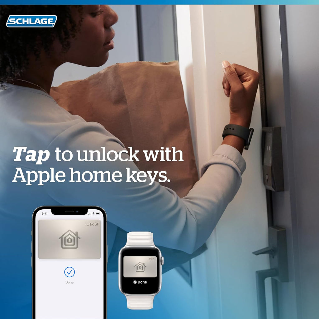 Schlage Encode Plus Smart WiFi Deadbolt Lock, Tap to Unlock, Satin Nickel