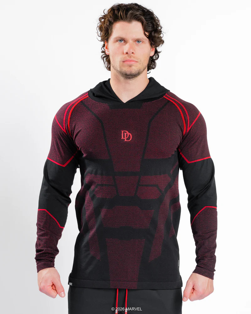 SuperX MARVEL DAREDEVIL Super Suit™ Men's Compression Pullover Hoodie - Midnight Black - Medium