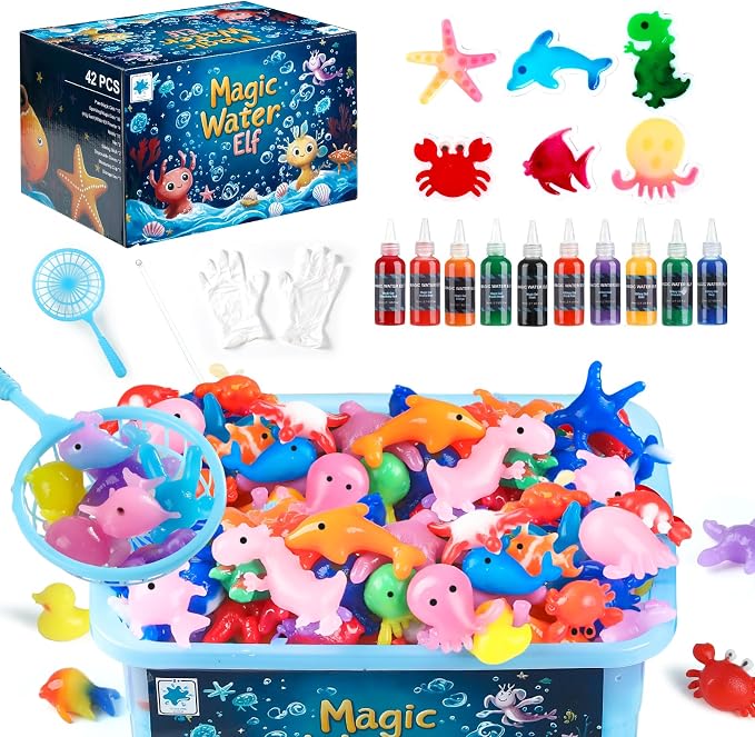TMOL Magic Water Elf Toy Kit, Aqua Fairy Water Gel Kit for Kids with 10 Magic Gel & 6 Molds