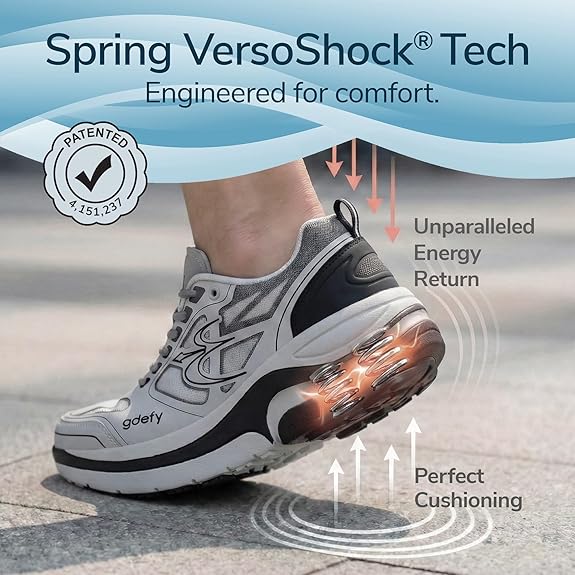 g-defy ION Walking Shoes for Men | Comfortable Orthopedic Shoes for Standing All Day | Slip Resistant for Work | Patented VersoShock Technology | Wide Toe Box Size: 14