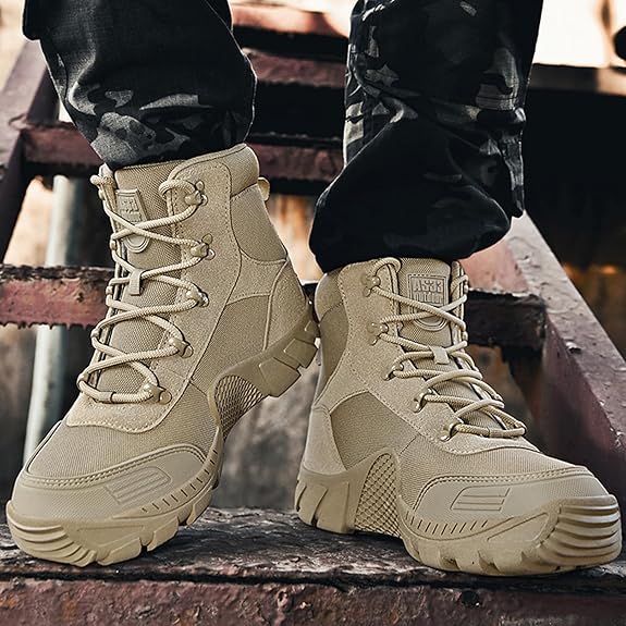 Kervaky Men's Military Tactical Boots Work Boots Outdoor Boots Waterproof Hiking Boots Combat Boots Lightweight Breathable Boots Size: 10