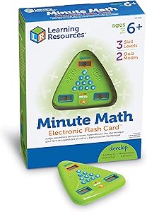 Learning Resources Minute Math Electronic Flash Card, Homeschool, Early Algebra Skills, 3 Difficulty Levels, Ages 6+ (New, Open Box)