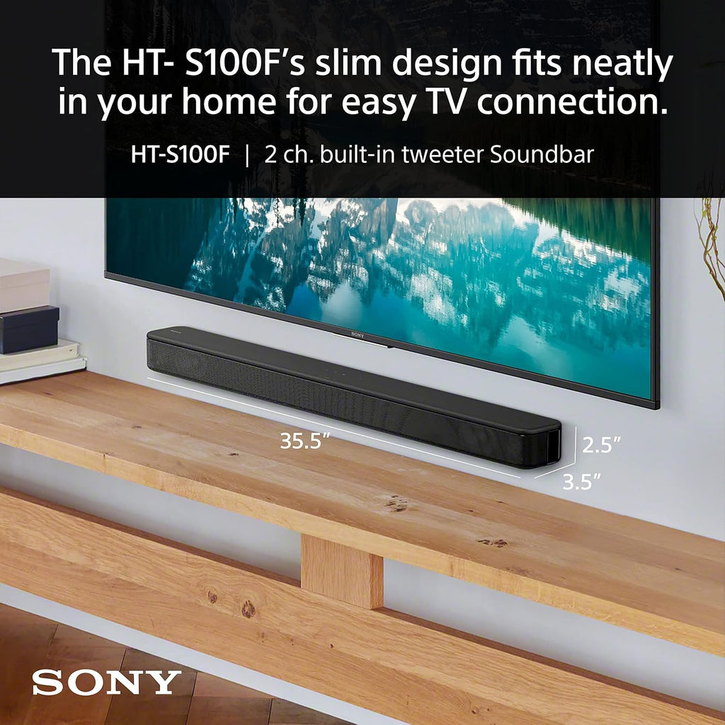 Sony S100F 2.0ch Soundbar with Bass Reflex Speaker, Integrated Tweeter and Bluetooth (HTS100F)