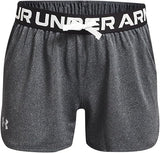 Under Armour Girls Play Up Solid Shorts - Pitch Gray Light Heather/Metallic Silver - Youth Large