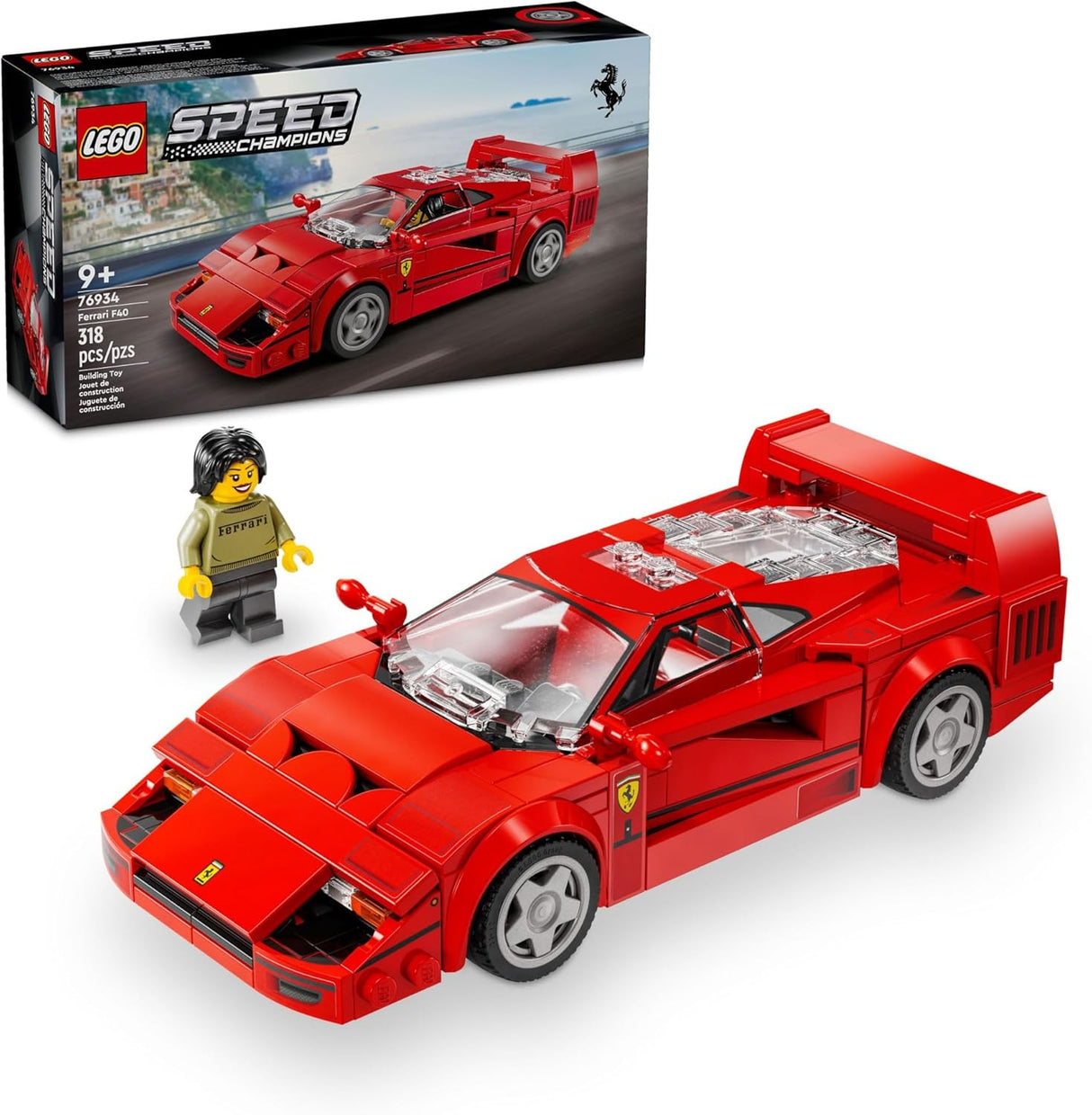 LEGO Speed Champions Ferrari F40 Supercar, Toy Car Model Building Set 76934 (new open box)