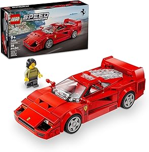 LEGO Speed Champions Ferrari F40 Supercar, Toy Car Model Building Set with Driver Minifigure, Collectible Ferrari Toy for Kids Ages 9 and Up, 76934(New Open Box)