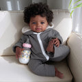 SGAFESZE Reborn Baby Dolls Black - 20 Inch African American Realistic Baby Doll - Lifelike Curly Hair Weighted Soft Body & enhanced Gift Box for Kids 3+