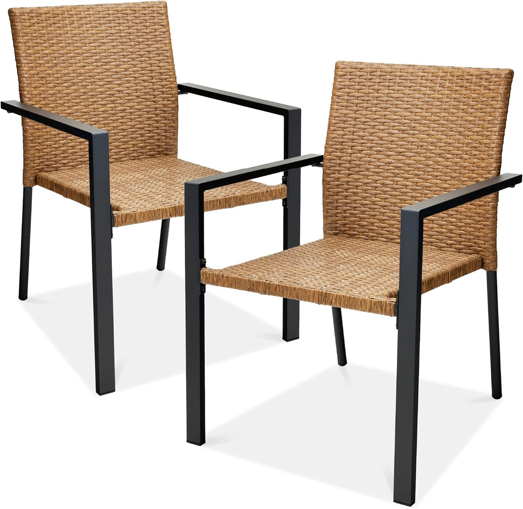 Best Choice Products Set of 2 Stackable Outdoor Wicker-NATURAL