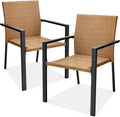 Best Choice Products Set of 2 Stackable Outdoor Wicker-NATURAL
