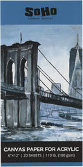 SoHo Urban Artist Acrylic Canvas Pads - Textured Canvas Paper Pad for Painting, Drawing, Pastels, Travel, & More! - [Single - 6x12]