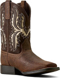 ARIAT Unisex-Kid's Driftwood Wide Square Toe Western Boot - Earth/Royal Chocolate - Size 8