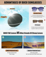 DUCO Retro Round UV400 Polarized Sunglasses for Women Men Vintage Shades Classic Acetate Trendy Fashion Sunglass DC1230 (OPEN BOX)