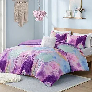 Intelligent Design Queen Size Comforter Set, Lavendar Tie Dye (New, Open Box)