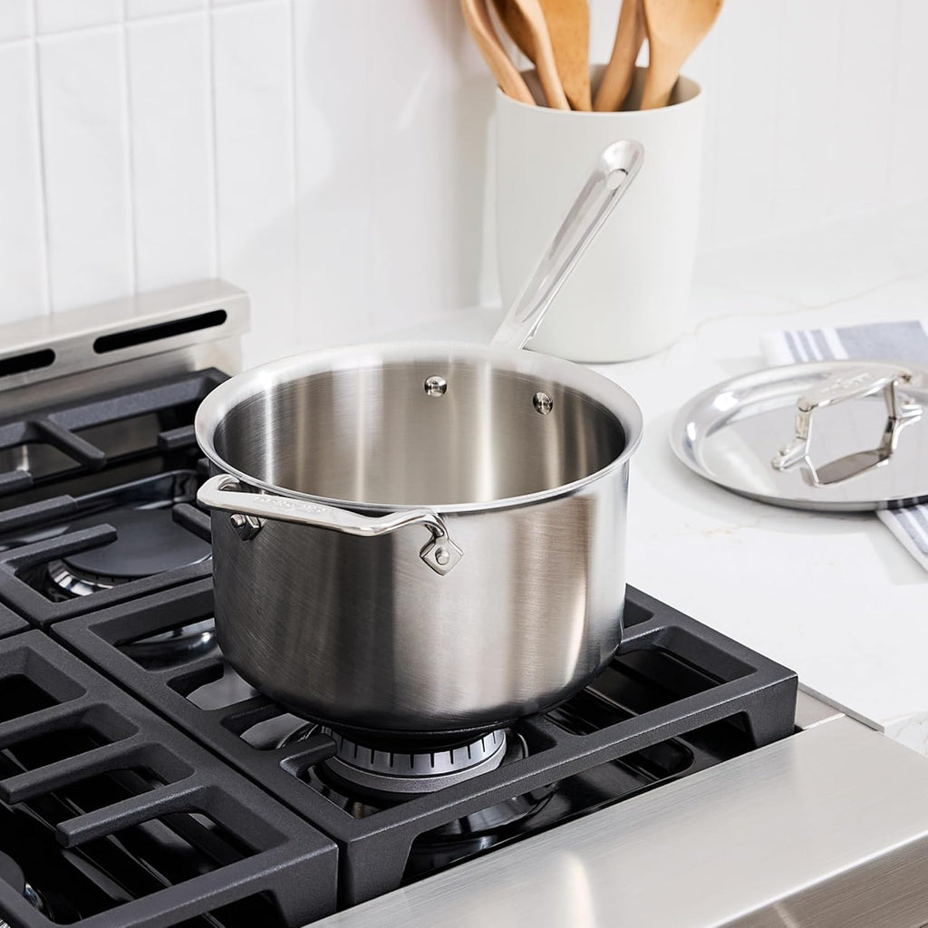 All-Clad D5 Stainless Steel 4 Qt Sauce Pan with Lid, Made in the USA