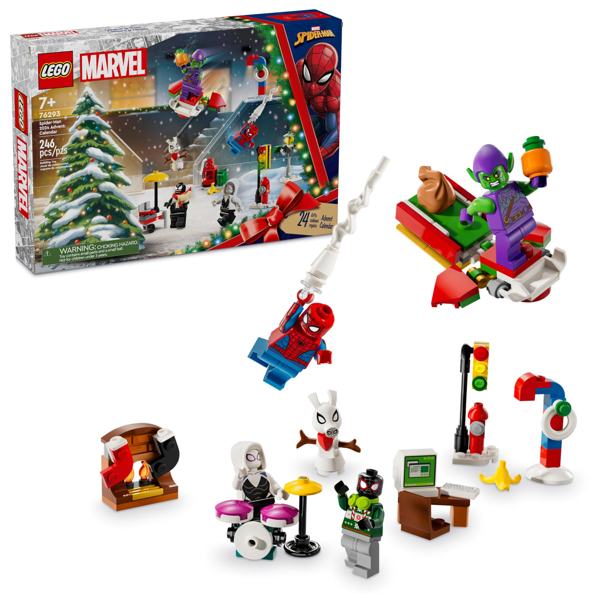 LEGO Marvel Spider-Man Advent Calendar 2024 for Kids - Christmas Advent Calendar with Mini Builds & 5 Minifigures