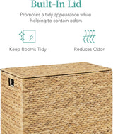 Large Water Hyacinth Laundry Hamper Basket – Double Sorter with 2 Liner Bags, Natural