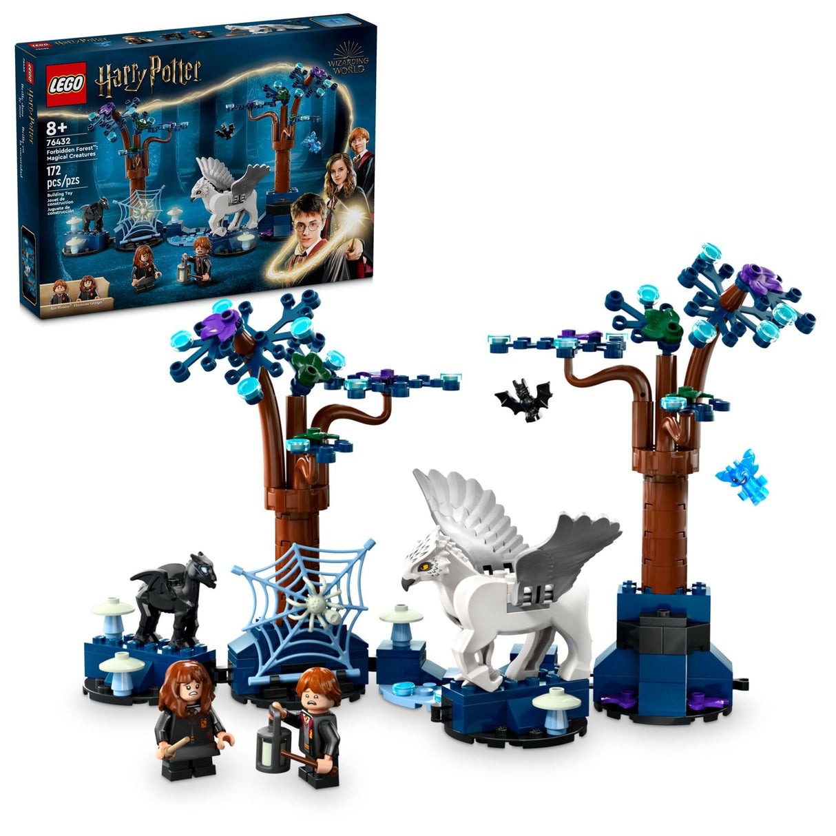 LEGO Harry Potter Forbidden Forest: Magical Creatures, Glow in The Dark Toy for Kids with Buckbeak and Thestral Fantasy Animal Figures