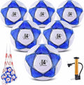 6 Pack Classic Deflated Soccer Balls Size 4 with Pump and Mesh Bag for Indoor Outdoor Lawn Game Training Practice Bulk Sport Gift for Teens Adults, Dark Blue, Size 4