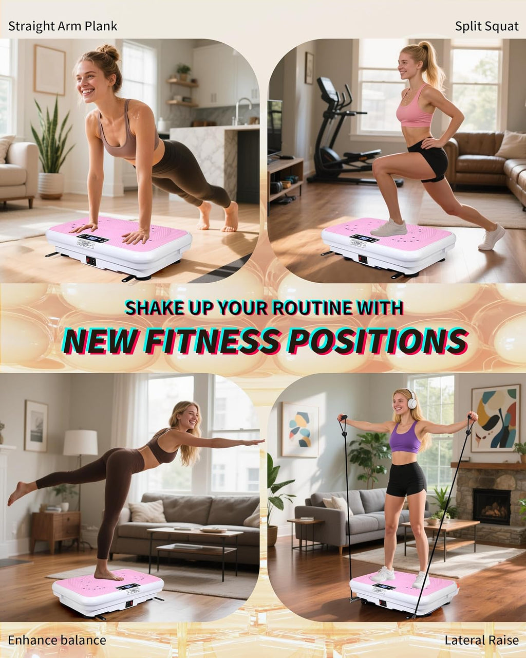 ROTAI Vibration Plate Exercise Machine for Lymphatic Drainage Massager & Weight Loss - Light Pink
