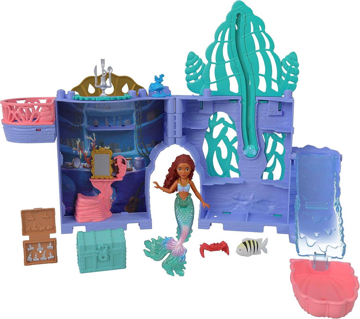 Disney Princess Ariel Storytime Stackers Doll House with Mermaid Small Doll & 10 Accessories