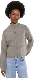 Free People Womens We The Free On It Zip-Up Cardigan Cool Grey (Size: Medium)