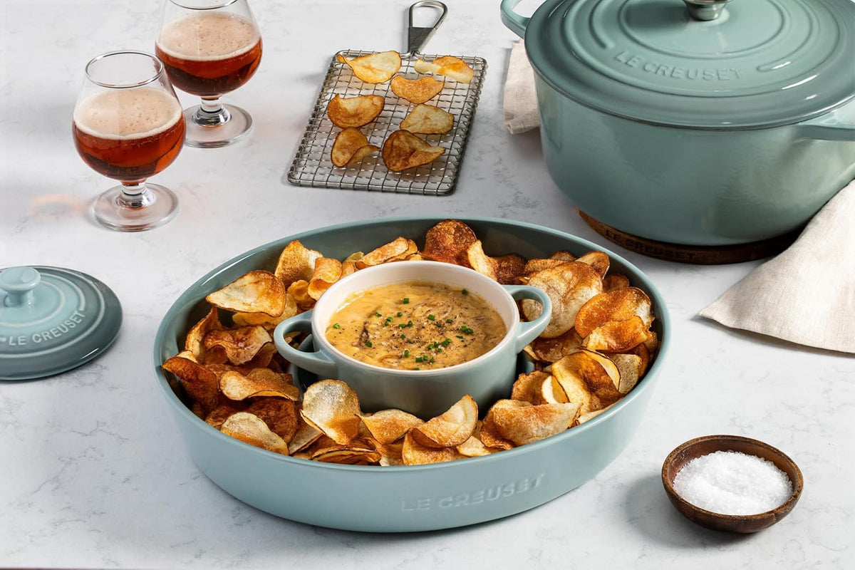 Le Creuset Stoneware Signature Oval Chip and Dip Platter, 13", Marseille