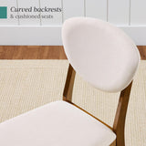Best Choice Products - 2-Piece Mid-Century Modern Wood & Upholstered Dining Chair Set - Walnut/Cream