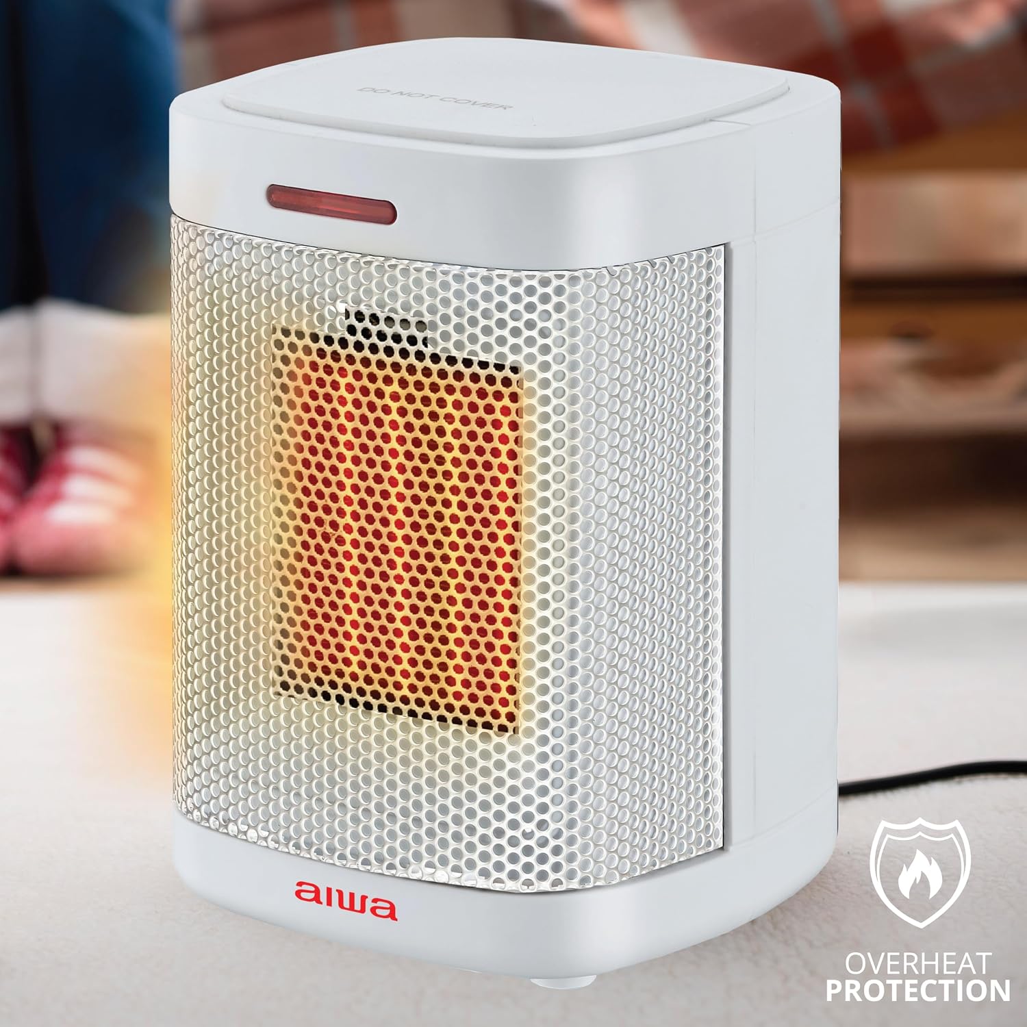Aiwa Ceramic 500W Mini Space Heater with Handle - White